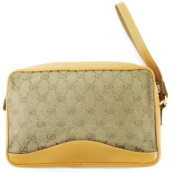 Authentic GUCCI clutch bag GG pattern beige canvas leather - Picture 3 of 7